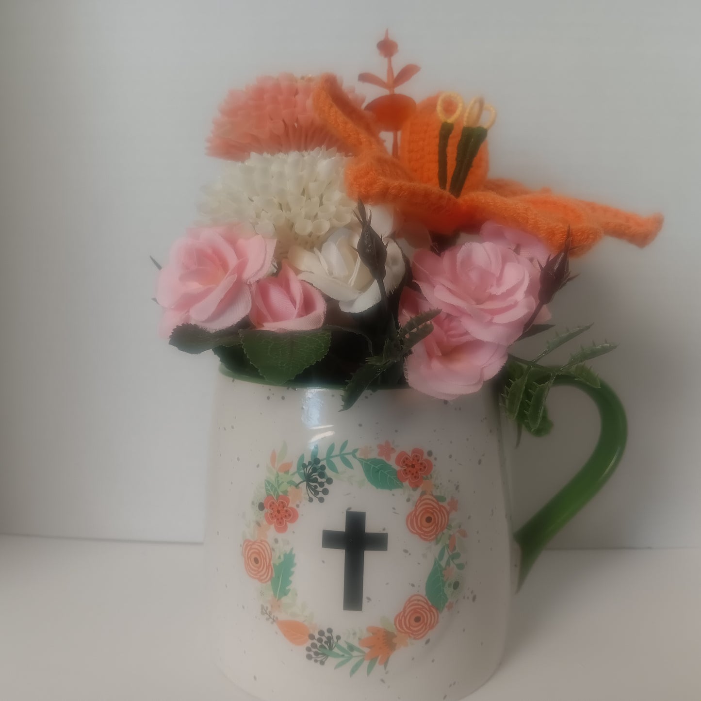 Crochet Flower Mug - Cross