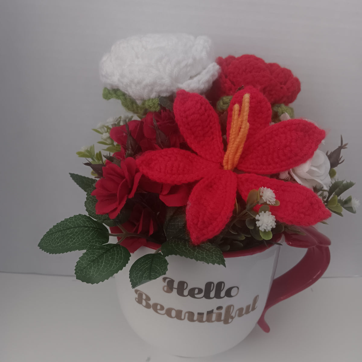 Crochet Flower Mug - Hello Beautiful