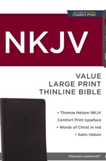 Men - NKJV Large Print Thinline Bible - Charcoal
