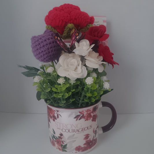 Crochet Flower Mug - Strong & Courageous
