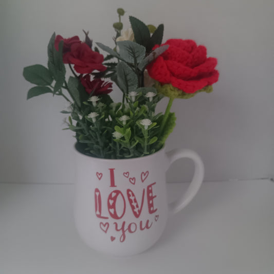 Crochet Flower Mug - I Love You