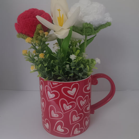 Crochet Flower Mug - Hearts