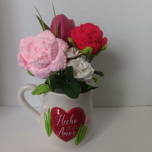 Crochet Flower Mug - Hecho con Amor