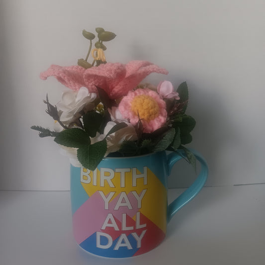 Crochet  Flower Mug - Birthday