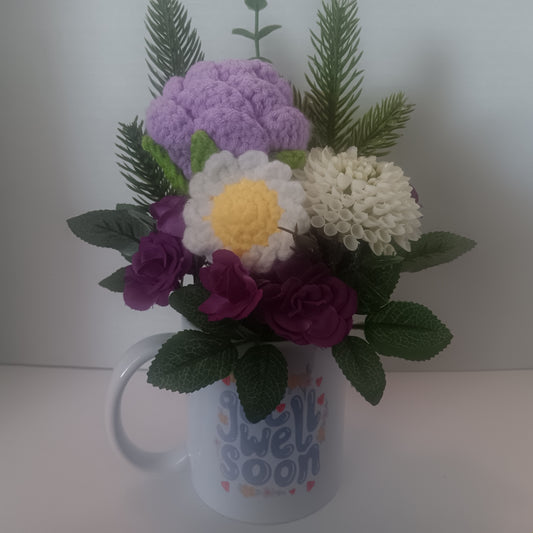 Crochet Flower Mug - Get Well Soon