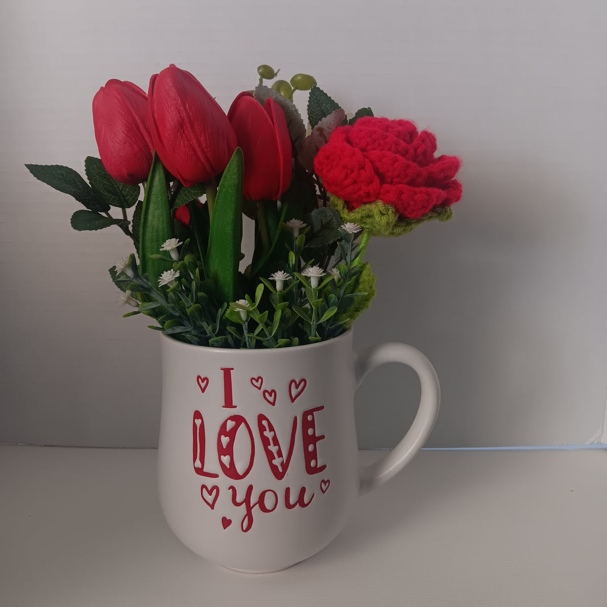 Crochet Flower Mug - I Love You