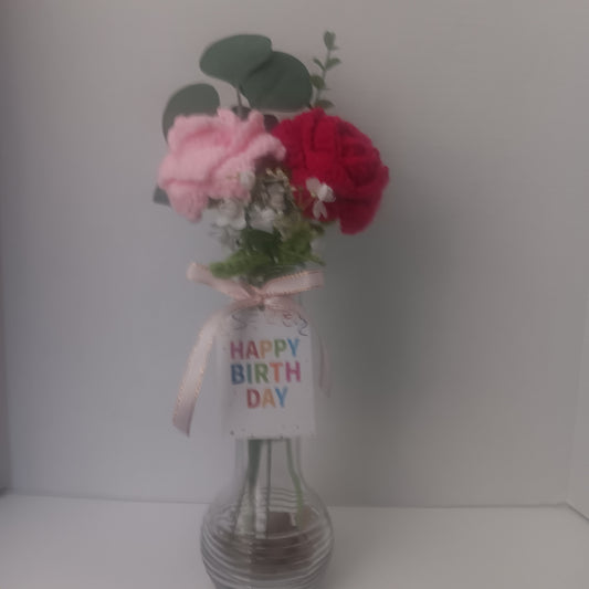 Crochet Flower Vase - Carnations