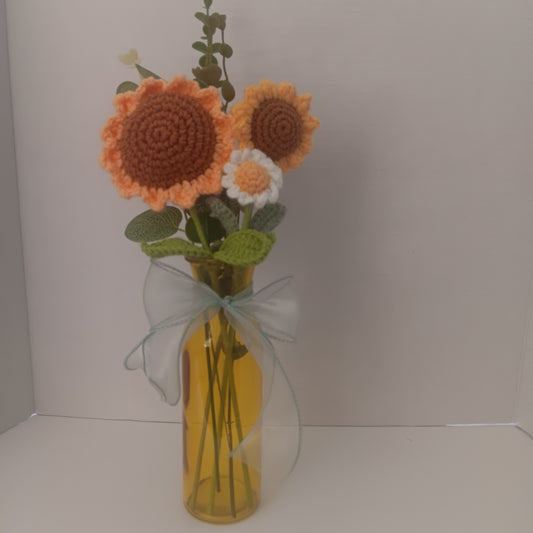 Crochet Flower Vase - Sunflowers
